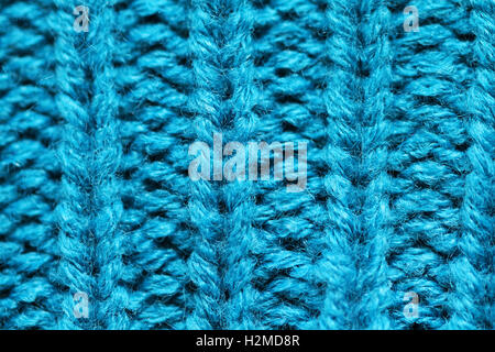 Gestrickte Hintergrund Nahaufnahme der blauen Farbe Stockfoto