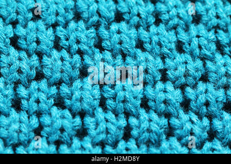 Gestrickte Hintergrund Nahaufnahme der blauen Farbe Stockfoto