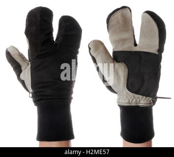 Radfahren Hummer Klaue Handschuh auf weißem Hintergrund Stockfoto