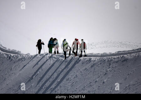 Bergsteiger, Mont-Blanc-Massiv, Chamonix, Frankreich. Stockfoto