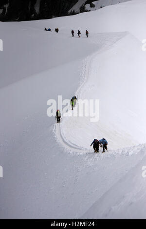 Bergsteiger, Mont-Blanc-Massiv, Chamonix, Frankreich. Stockfoto
