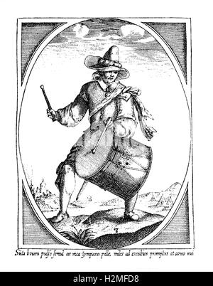 Söldner Schlagzeuger Soldaten am Ende des XVII. Jh. Stockfoto