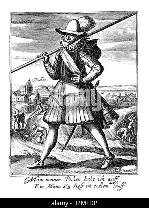 Söldner am Ende des XVII. Jh. Stockfoto