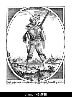 Söldner am Ende des XVII. Jh. Stockfoto