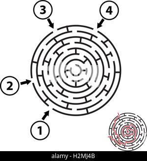 Vektor-Runde Labyrinth / Labyrinth. Isoliert auf weiss Stock Vektor