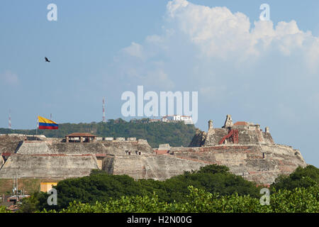 Burg von San Felipe De Barajas in Cartagena de Indias in Kolumbien. Stockfoto