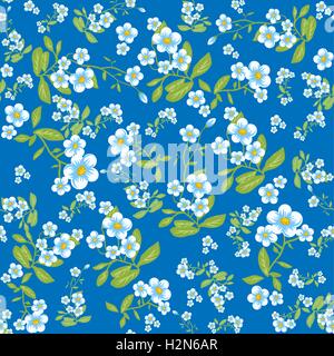 Blaue Blumen nahtlose Muster Stock Vektor