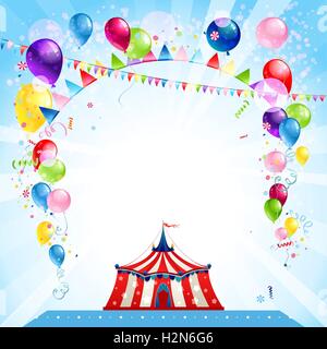 Festlicher helle Karte mit Zelt Stock Vektor