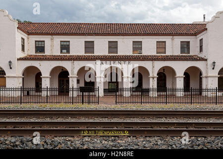 Caliente, Nevada - der ehemaligen Union Pacific Railroad Depot, jetzt Rathaus für die Stadt Caliente. Stockfoto