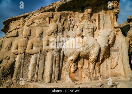 Skulpturen am Königsgrab in der Nähe von Persepolis im Iran Stockfoto