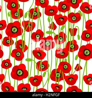 Rote Mohnblumen Muster Stock Vektor