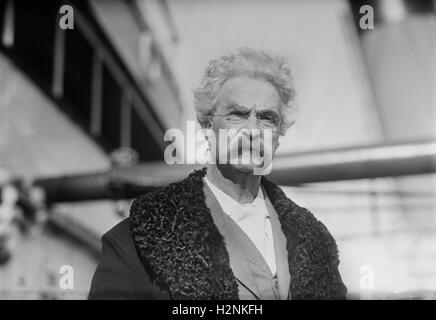 Samuel Clemens Alias Mark Twain, an Bord der Bermudian Reise nach Bermuda, New York City, New York, USA, George Grantham Bain Collection, 20. Dezember 1909 Stockfoto