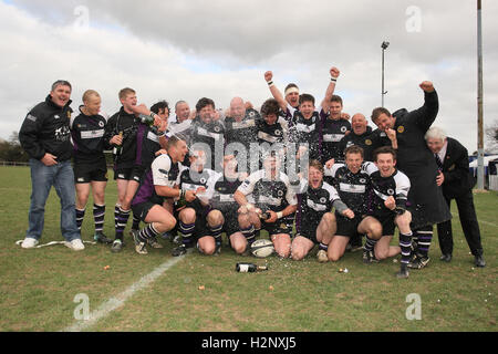 Romford feiern Clinchen die Meisterschaft - Ipswich RFC Vs Romford & Gidea Park RFC - London & South East Division zwei Norden Rugby - 31.03.12 Stockfoto