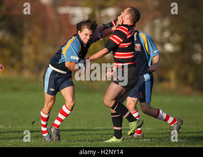 Luke Taylor in Aktion für alte Cooperians - alte Cooperians RFC Vs Millwall RFC - Essex-Rugby-Liga - 11.07.09 Stockfoto