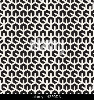 Nahtlose und schwarz unregelmäßig sechseckigen Gitter Vektormuster Stock Vektor