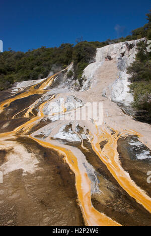 Bunte Thermal Landschaft in Orakei Korako Geothermie Park auch bekannt als "Hidden Valley". Stockfoto