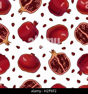 leckere Granatäpfel, nahtlose Vektormuster Stock Vektor
