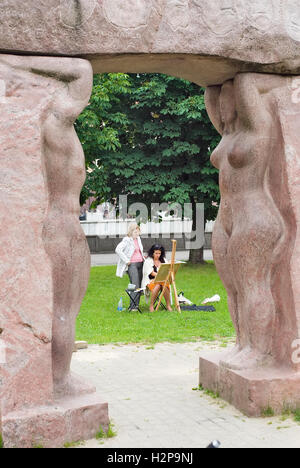 Künstler schafft auf unter freiem Himmel. Kaliningrad Stockfoto