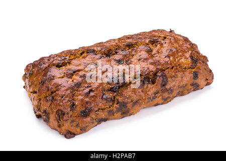 Brot Früchtebrot auf hölzernen Hintergrund, Ansicht von oben. Stockfoto