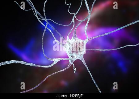 Nervenzelle. Computer-Grafik einer Nervenzelle oder Neuron. Stockfoto