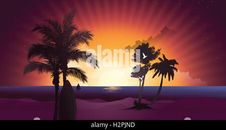 Strand Sonnenuntergang Stock Vektor