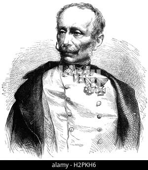 Ludwig August Ritter von Benedek (1804 – 1881) war ein österreichischer General (ungarischer Abstammung, am besten bekannt für Kommandeur der kaiserlichen Armee im Jahre 1866 in der Schlacht von Königgrätz gegen die preußische Armee. Nach einer Reihe von Fehlkalkulationen verlor er die Schlacht. Stockfoto