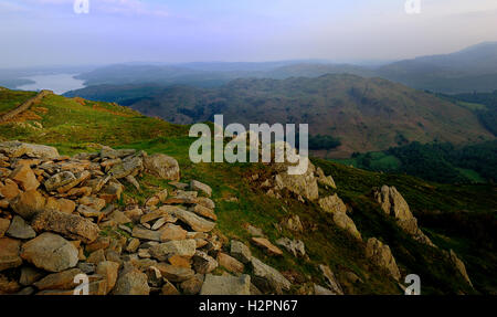 Am Abend Sonnenlicht auf dem Gipfel des Nab Narbe Stockfoto