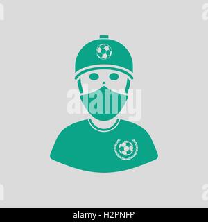 Fußball-Fan mit überdachten Fläche von Schal-Symbol. Grauer Hintergrund mit grün. Vektor-Illustration. Stock Vektor