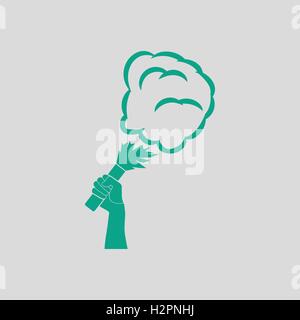 Fußball Fans Hand Holding verbrannt Flayer mit Rauch-Symbol. Grauer Hintergrund mit grün. Vektor-Illustration. Stock Vektor