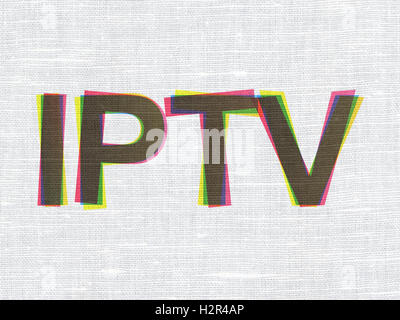 Web-Development-Konzept: IPTV auf dem Stoff Textilhintergrund Stockfoto