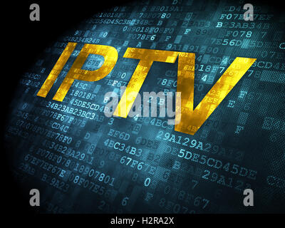 SEO Web-Development-Konzept: IPTV auf dem digitalen Hintergrund Stockfoto