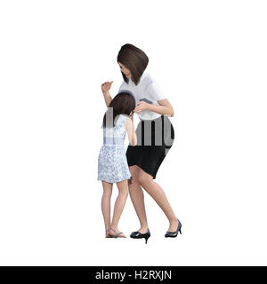 Mutter Tochter Interaktion von Mutter tröstet Mädchen als Illustration Konzept Stockfoto