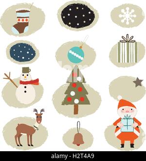 Retro-Weihnachten-Symbole Stock Vektor