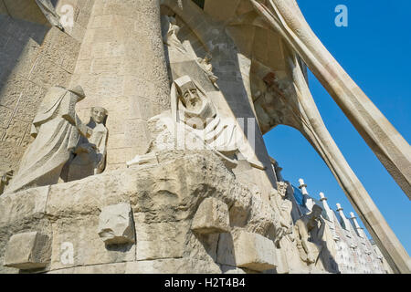 Leidenschaft-Fassade, Sagrada Familia, Barcelona, Katalonien, Spanien Stockfoto