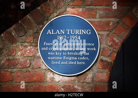 Alan Turing OBE Haus Wilmslow bahnbrechenden englischen Informatiker, Mathematiker, Logiker, Kryptoanalytiker und theoretische bi Stockfoto