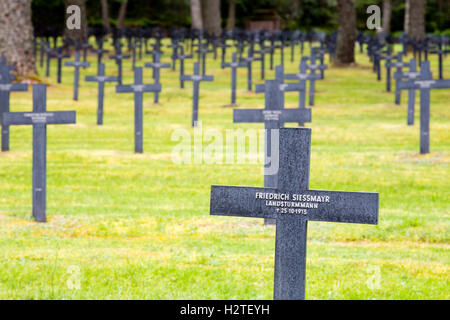 La Nécropole Allemande du Linge Hohrod, WWI deutschen Soldatenfriedhof, Vosges Berge, Elsass, Frankreich Stockfoto