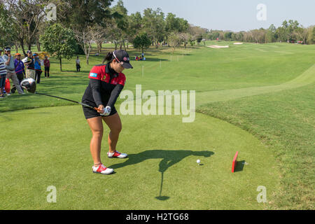 CHONBURI - 27. Februar: Moriya Jutanugarn von Thailand in Honda LPGA Thailand 2016 im Siam Country Club, Pattaya Old Course auf Fe Stockfoto