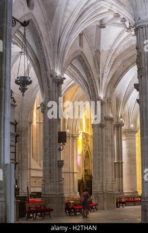 Detail der Gewölbe der Kathedrale unserer lieben Frau von Grace und Saint Julian von Cuenca, Spanien Stockfoto