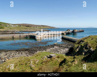 Scalasaig Hafen und Fähre, Insel Colonsay, Scotland, UK. Stockfoto