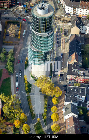 Luftbild, Exzenter-Haus, Bürohochhaus auf einem ehemaligen 2. Weltkrieg - Bunker aufgebaut, Luftbild von Bochum, Stockfoto