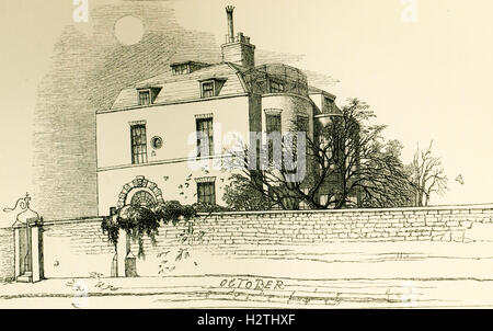 Diese Illustration von Devonshire Terrasse am 29. Oktober 1840 ist aus dem Leben von Charles Dickens Bd. III 1852-1870 von John Forster. Devonshire Terrasse war die Heimat des englischen Schriftstellers Charles Dickens. Er zog in das Haus am 1 Devonshire Terrace in West London 1839, wo er einen 12-Jahres-Mietvertrag aufgenommen hatte. Stockfoto