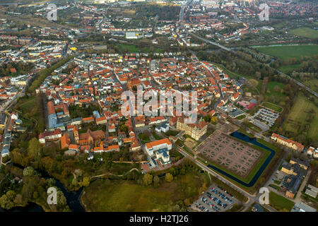 Luftbild, Gustrow mit Schloss und Überblick über die Stadt, Gustrow, Müritz See Landschaft, Mecklenburg-West Pomerania, Deutschland, Stockfoto