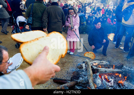 "Festa Dels Traginers´, fest der Muleteer in Balsareny.Toast des Trägers. Balsareny. Comarca del Bages. Eix del Llobregat Stockfoto