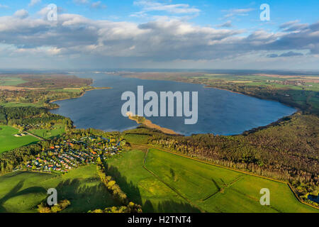 Luftbild, Wustrow, Tollensesee mit Angeln Insel, Penzlin, Mecklenburg Tiefland Ebene voll von Seen, Müritz, Mecklenburg-vor - Stockfoto