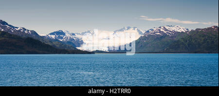 Blick auf Pigot Gletscher und Pigot Bucht von Valdez-Whittier Fähre, Alaska Marine Highway. Stockfoto