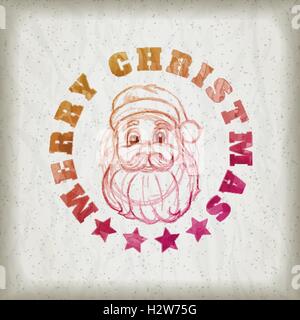 Skizzieren Sie Stil Weihnachtsmann Porträt und Weihnachtsbotschaft Stock Vektor