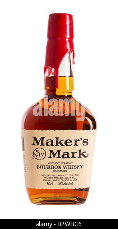 Flasche Maker es Mark Whiskey isoliert Stockfoto