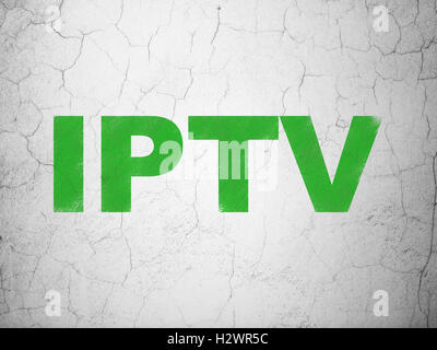 Web-Development-Konzept: IPTV auf dem Wand-Hintergrund Stockfoto