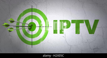 Web-Development-Konzept: Ziel- und IPTV auf Wand Hintergrund Stockfoto