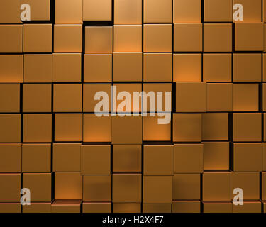 3D Rendering der Wand uneben gold Fliesen oder Ziegel Stockfoto
